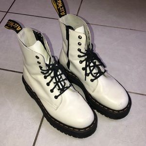 White Dr. Martens JADON BOOT SMOOTH LEATHER PLATFORMS
